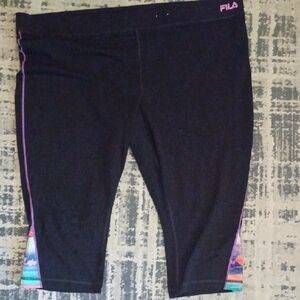 Fila Black Leggings with Vibrant Side Panels
